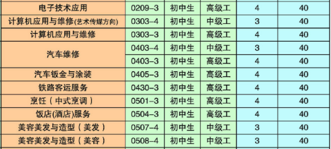 曲靖高級技工學校、學校招生計劃
