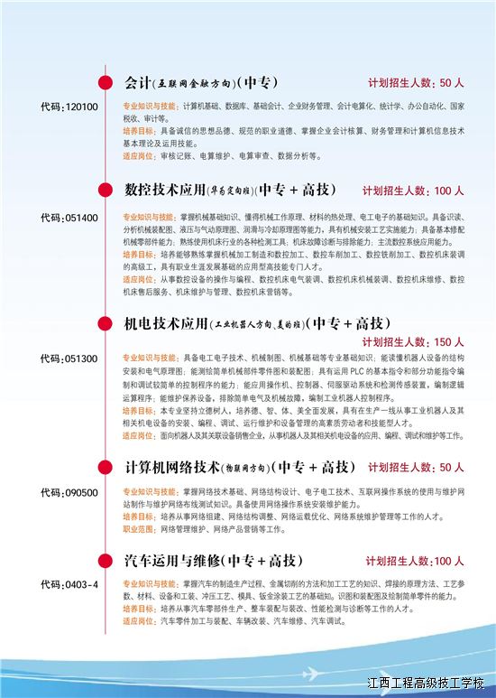 江西工程高級技工學(xué)校招生專業(yè)