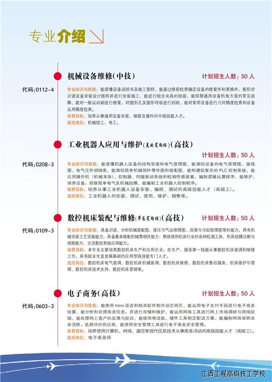 江西工程高級技工學(xué)校招生專業(yè)
