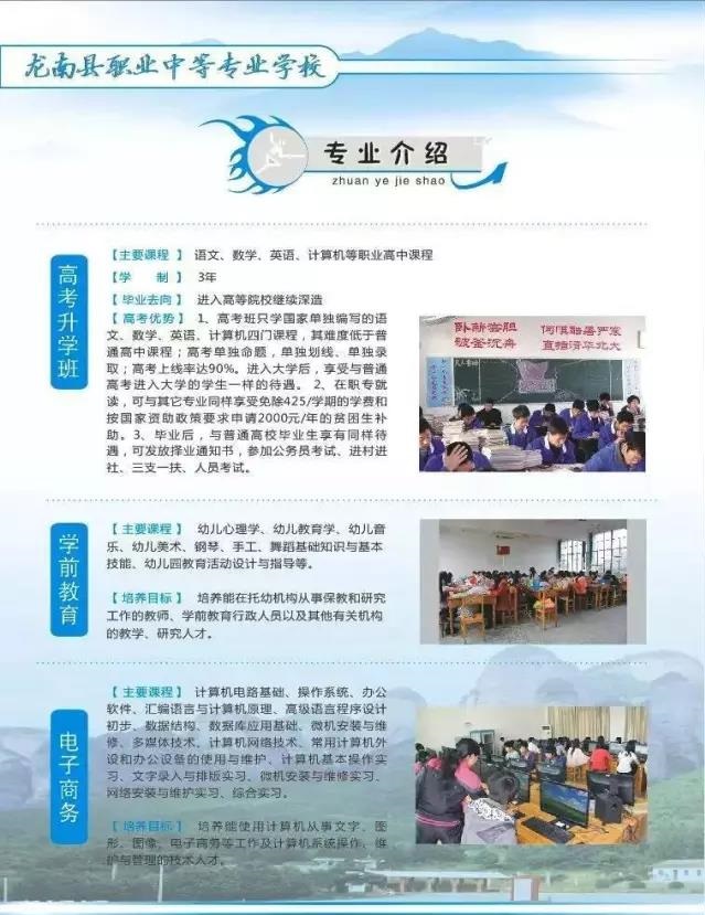 龍南縣職業(yè)中等專業(yè)學校招生計劃